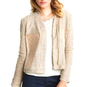 Greylin Metallic Boucle Sweater Knit Moto Jacket XS